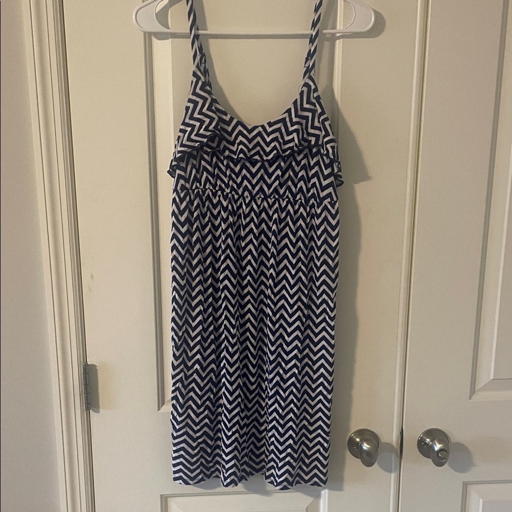 Old Navy Blue and White Chevron Dress